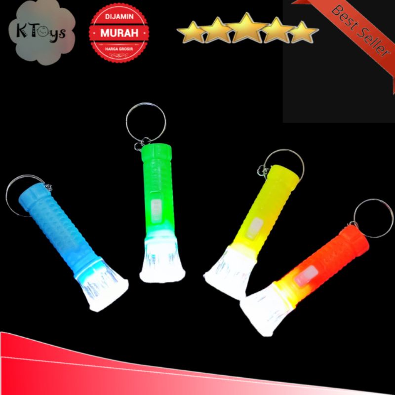 senter mini LED flashlight plastik kecil portable super terang include batre