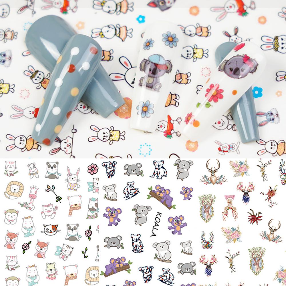 Mxbeauty Stiker Kuku Anak Tahan Air DIY Koala Panda Self Adhesive Nail Art Dekorasi