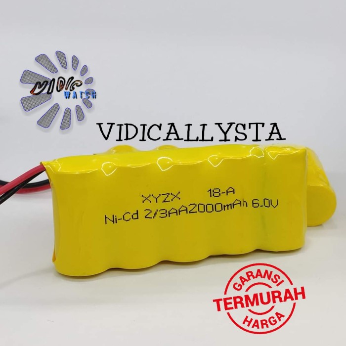 Baterai RC Ni-Cd 2/3 AA2000mAh 6.0V Socket Hitam isi 5