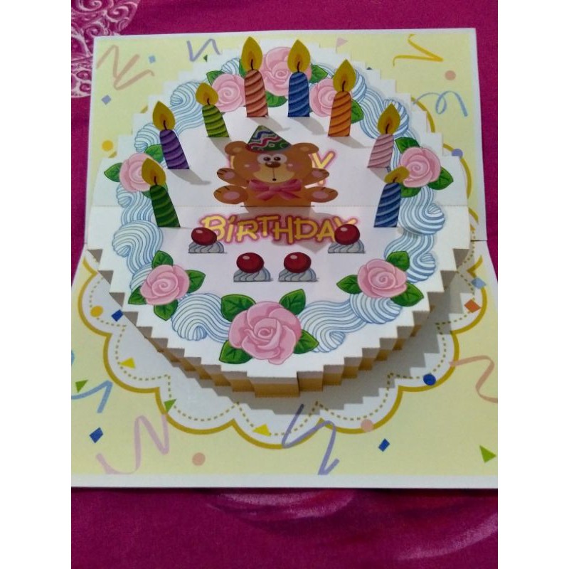 Kartu ucapan pop up 3D timbul Kartu ucapan ulang tahun custom
