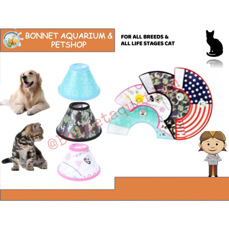 COLLAR MOTIF PELINDUNG LEHER ANJING KUCING CORONG MOTIF ANJING CONE LEHER ANJING COLLAR KUCING UK 7 