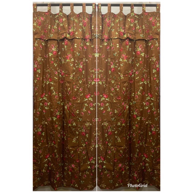 [ PINTU DAN JENDELA ] GORDEN TALI + PONI MOTIF BUNGA SHABY COKLAT