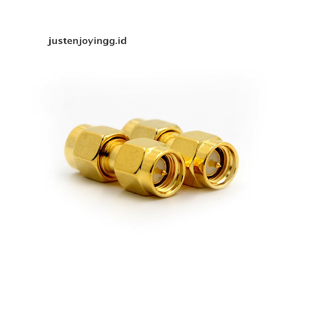 // justenjoyingg.id // 2Pcs SMA Male to SMA Male Plug in series RF Coaxial Adapter Connector ~