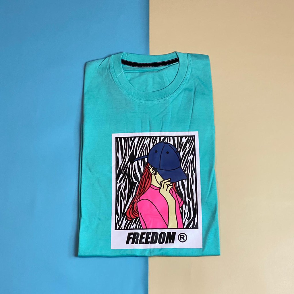 Kaos Baju Freedom FRDM Pink Topi Ungu Zebra Distro Cotton Combed Tshirt Tees Pria Wanita Terlaris