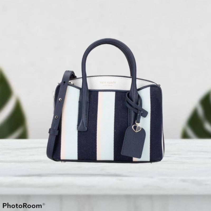 Tas Kate Spade Original KS Margaux Mini Satchel Blazer Blue Stripe