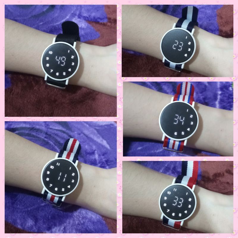 (Grosir)Jam Tangan Touch Scren Bulat Strap Canvas Anti Air(Terima Cod)