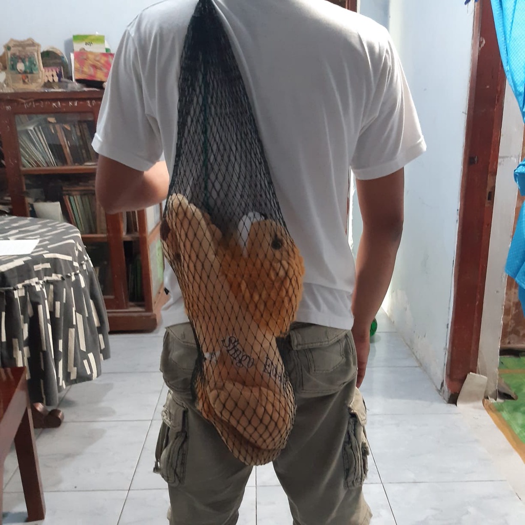 80cm - keramba koja korang kantong jaring kepis rajut tempat wadah ikan pancingan tali serut 80 cm