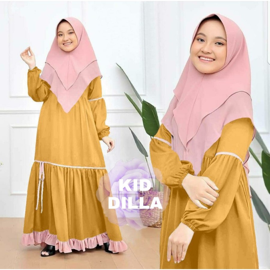 Baju Gamis Muslim Anak Perempuan Baju Muslimah TPA Baju Muslimah Lebaran Terbaru 2021 Murah Kekinian