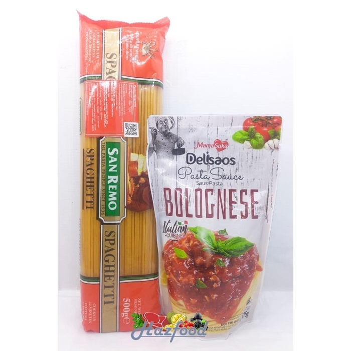 

Paket Pasta San Remo Spaghetti + Mamasuka Delisaos Bolognese 315gr