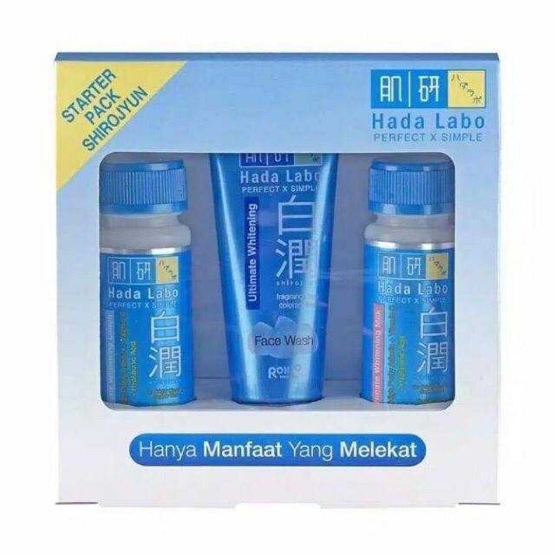 ✿ELYSABETHME✿ Hada labo Starter pack 3in1 set sabun cuci muka cream day night memutihkan anti aging penuaan dini putih wajah