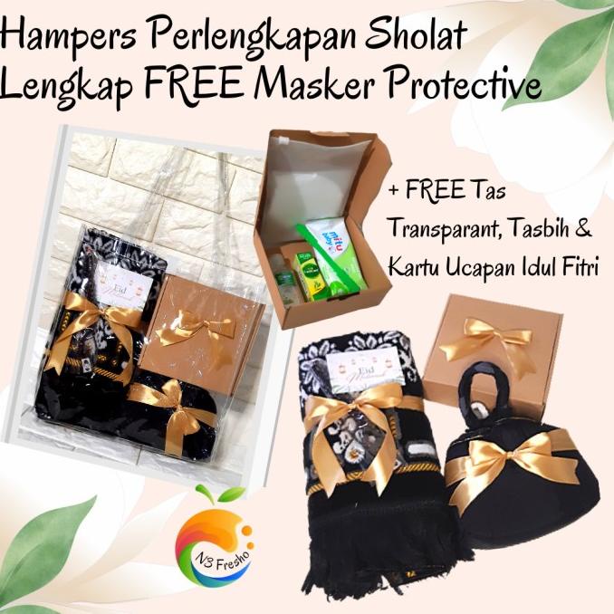 Hampers Parsel Perlengkapan Sholat Wanita Mukena Sajadah Sarung Pria