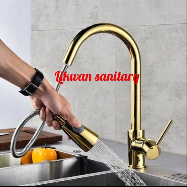 kran tarik panas dingin gold / kran sink gold panas dingin