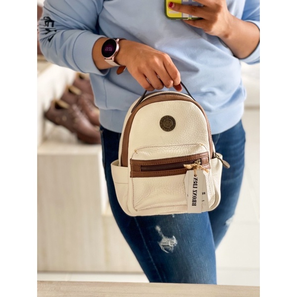 [Bronzlion Leather] - Tas ransel wanita kulit asli ukuran m