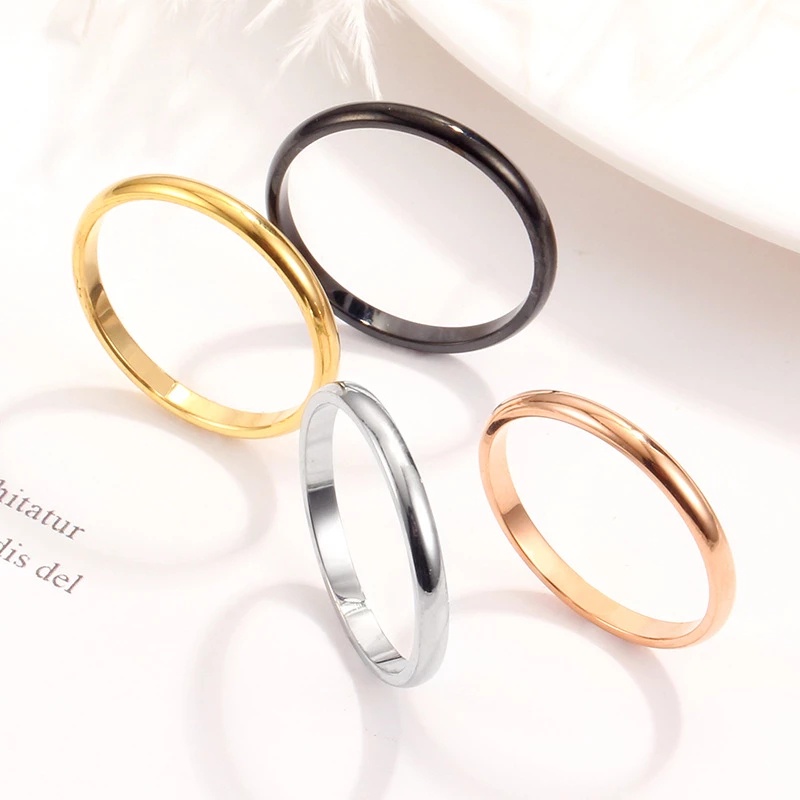 Cincin Bahan Stainless Steel Ukuran 2mm Untuk Pria Dan Wanita