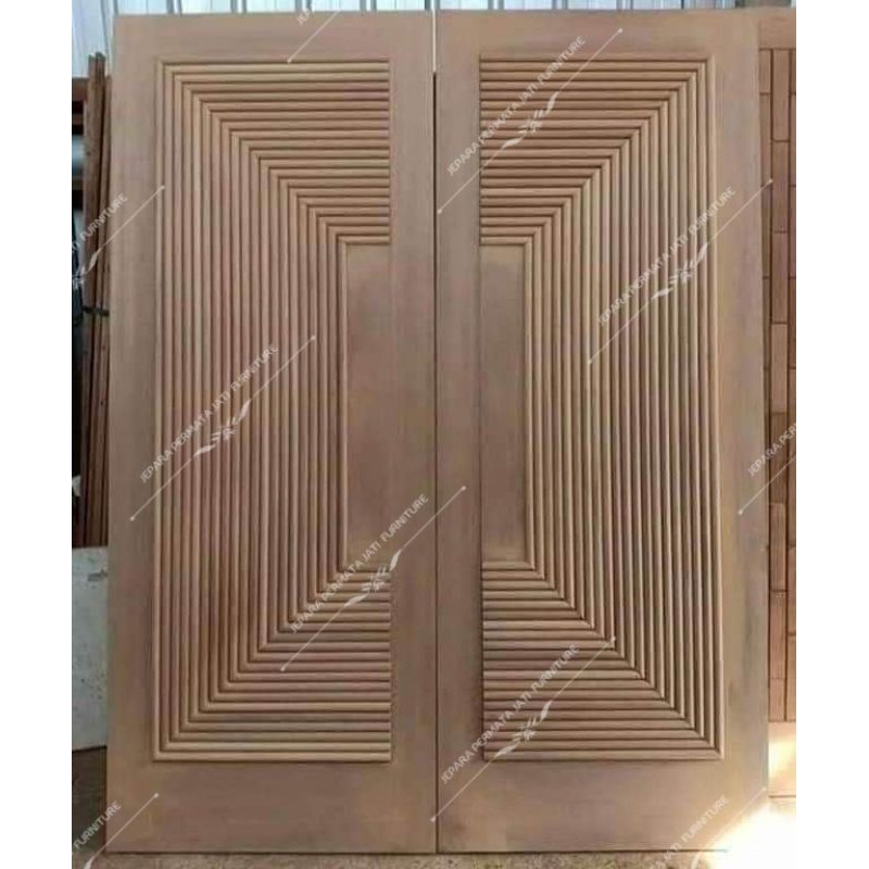 Pintu rumah utama kupu tarung minimalis kayu jati furniture jepara
