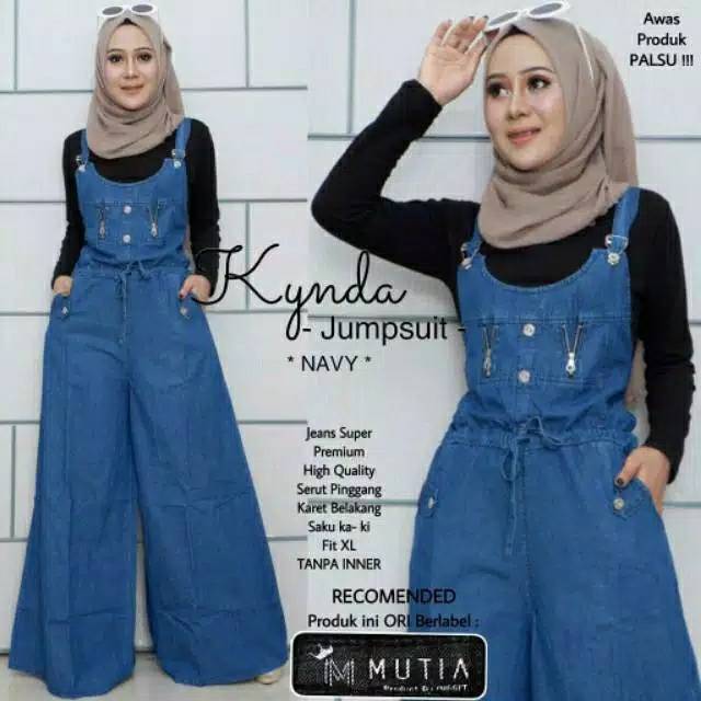 overall jumpsuit celana kulot navy