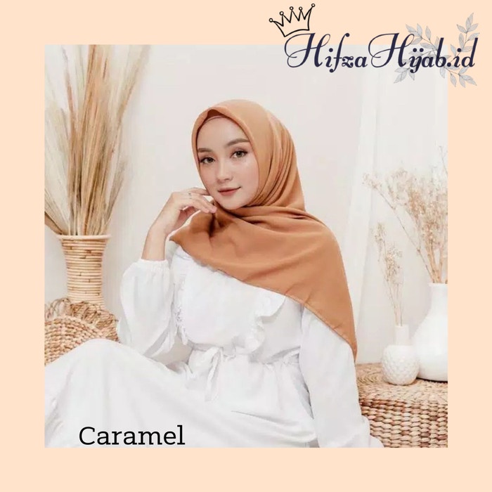 Hijab Segi Empat Polos Bella Square.jilbab muslim bela. kerudung murah.Jilbab Bella kerudung terbaru-CARAMEL