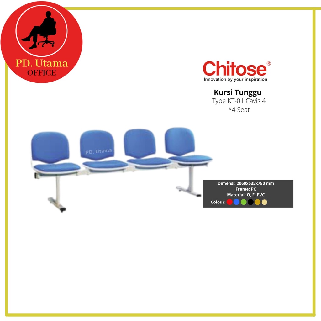 Kursi Tunggu Chitose KT-01 Cavis-04 Bangku/Kursi 4 Dudukan/Kursi Tunggu Tamu