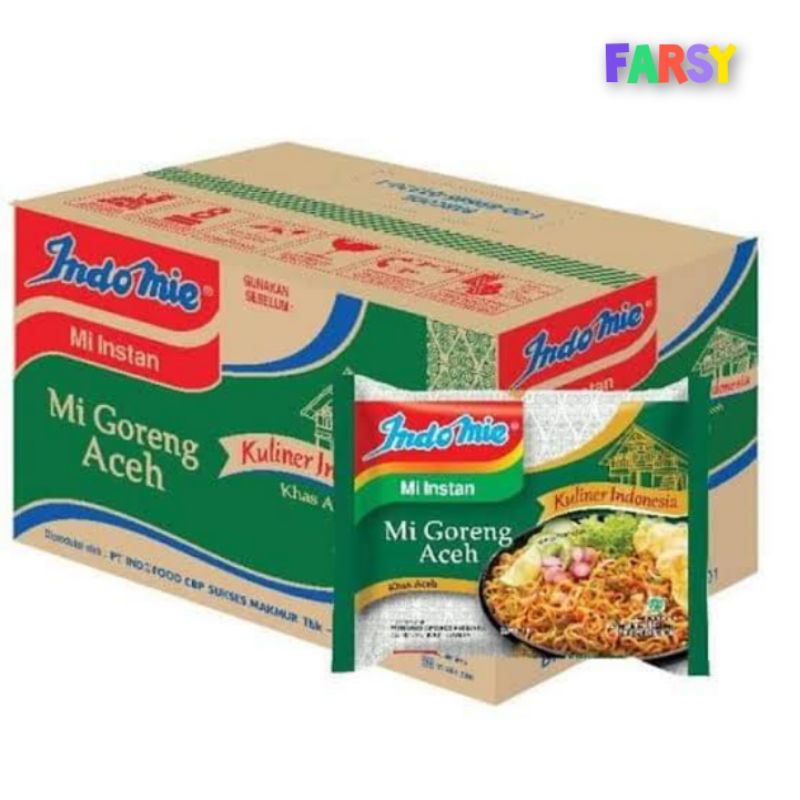 

NOODLES/MIE INSTANT INDOMIE GORENG RASA ACEH KEMASAN DUS ISI 40 PCS