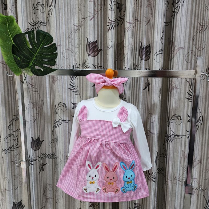 Baju bayi perempuan dress lengan panjang