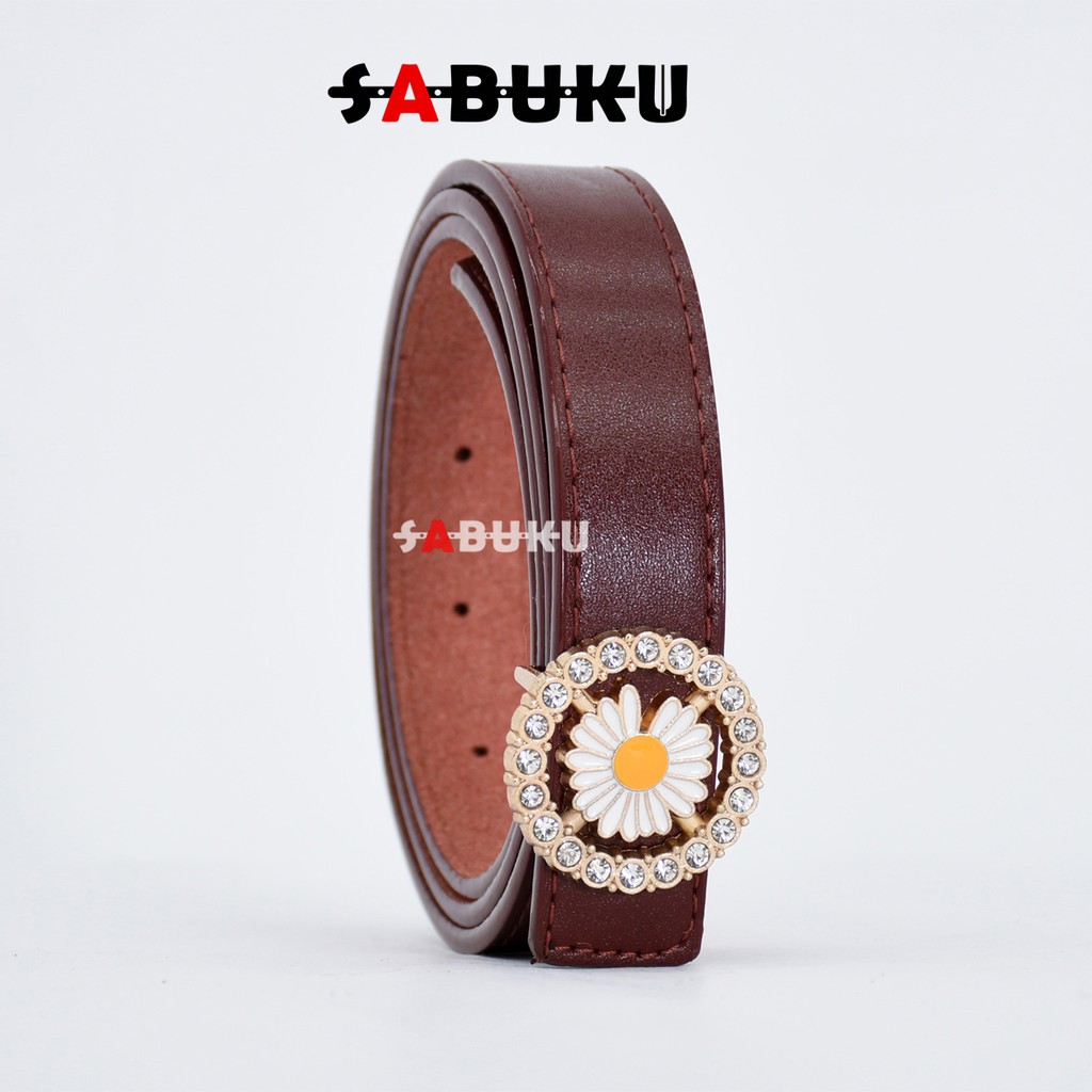 Ikat Pinggang Wanita Bunga Daisy Gaya Korea Fashion wanita  Kulit PU Aksesoris Fashion Korean  - 012