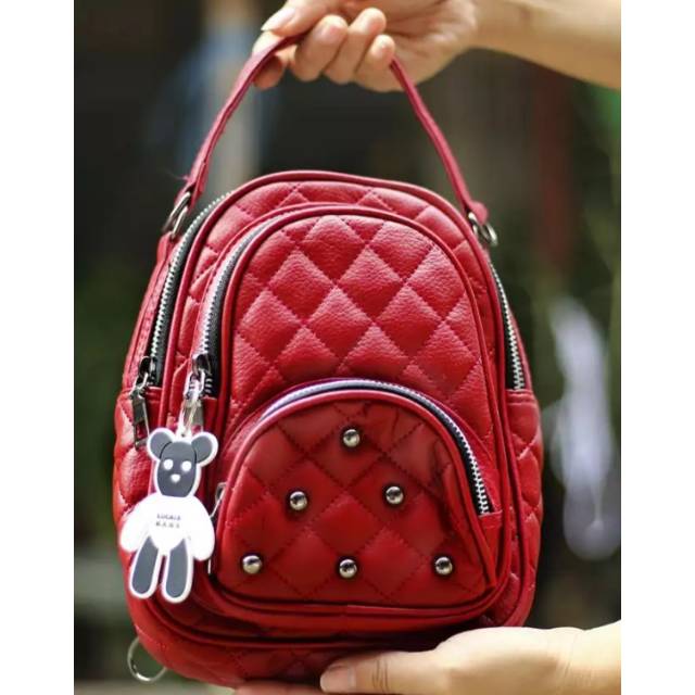 M_s 007 Tas Slempang Multi Fungsi Bordir kulit Kotak/Ransel Mini/Tas Slempang