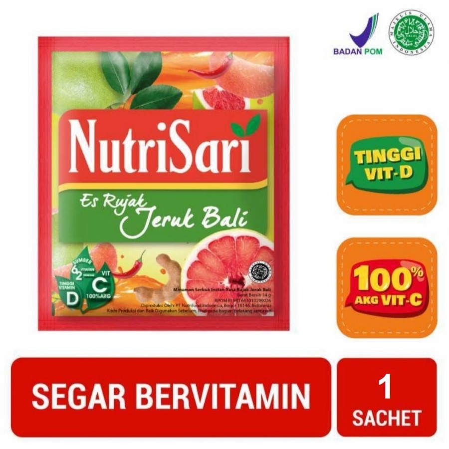 NutriSari Es Rujak Jeruk Bali - Minuman Buah Vitamin C & D (1 Sachet)