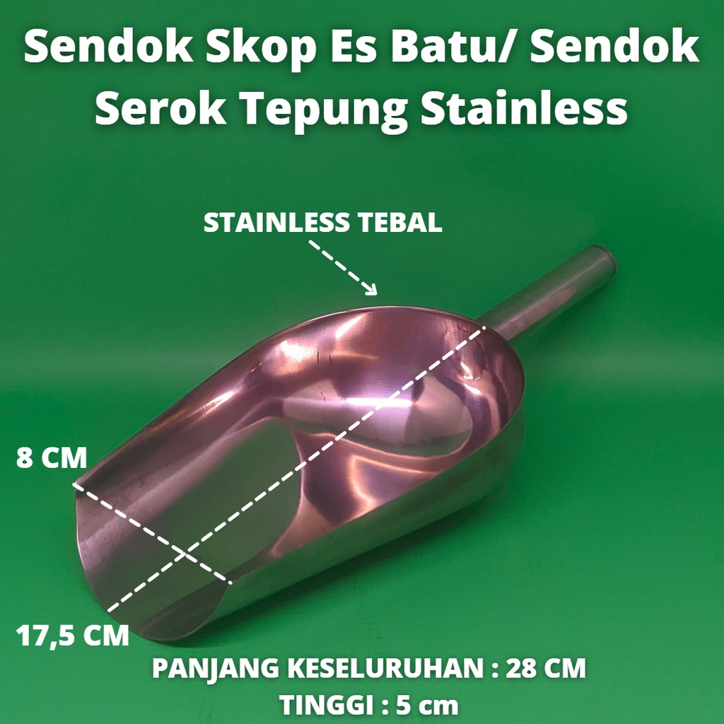 Sendok Skop Es Batu/ Sendok Serok Tepung Stainless - Besar