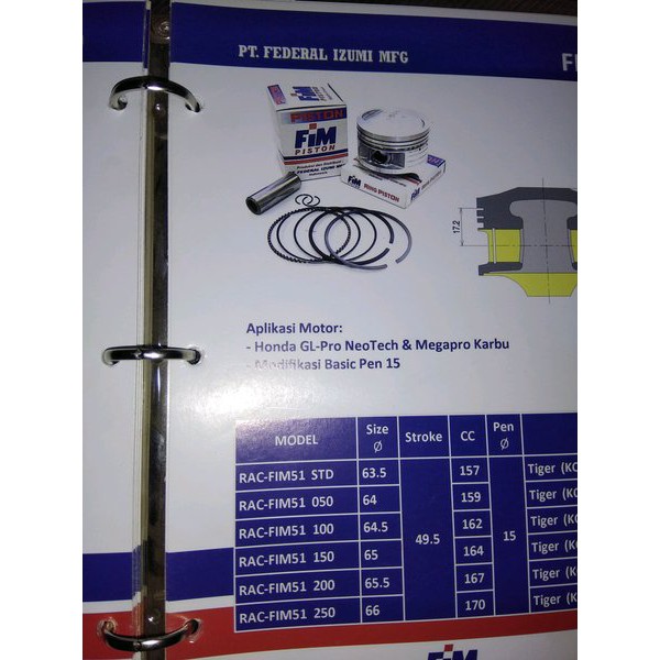 Piston Kit atau seher FIM Gl-Pro Neotech Dan Megapro