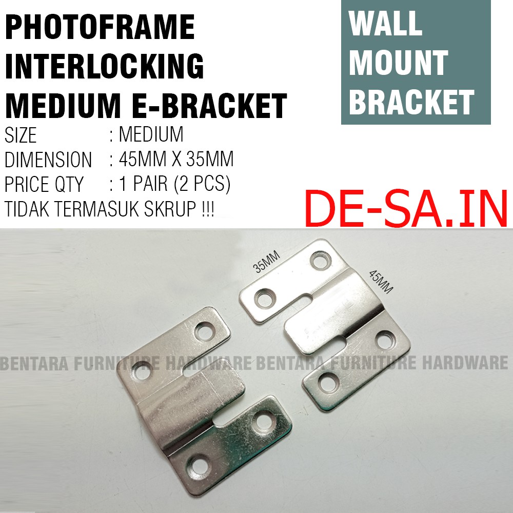 2 x BRAKET E Cantolan Bingkai Foto Figura Gantung - E Bracket Wall Flush Mount Photo Frame Plat