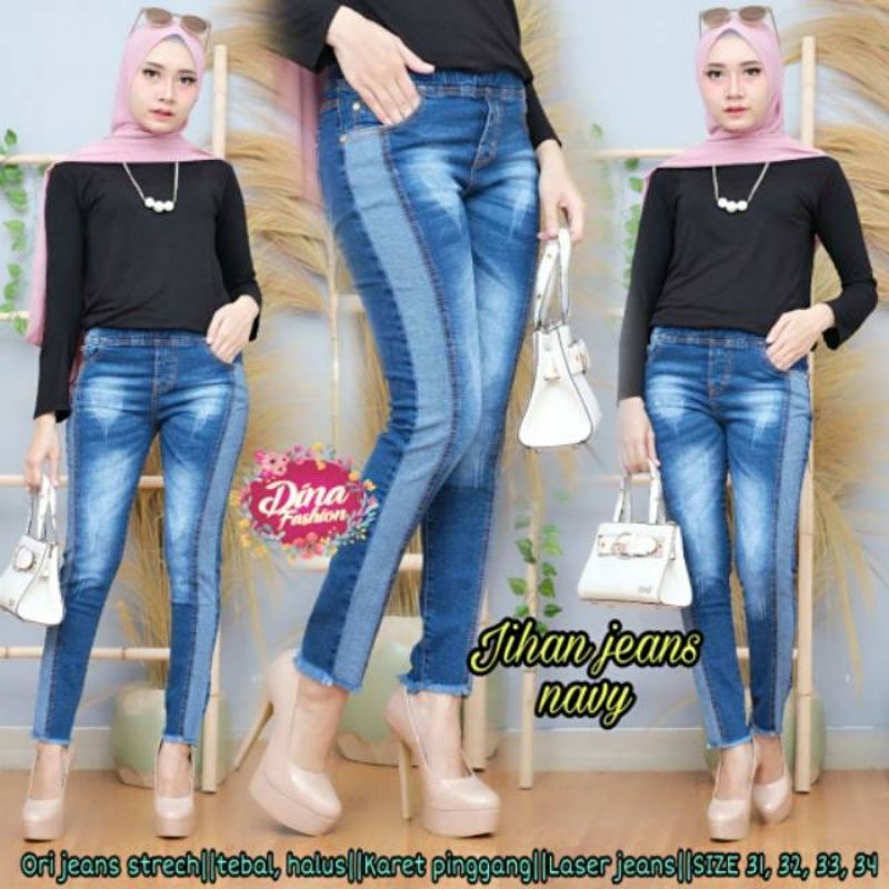 celana jeans jegging wanita jeans pinggang kolor celana legging rumbay street