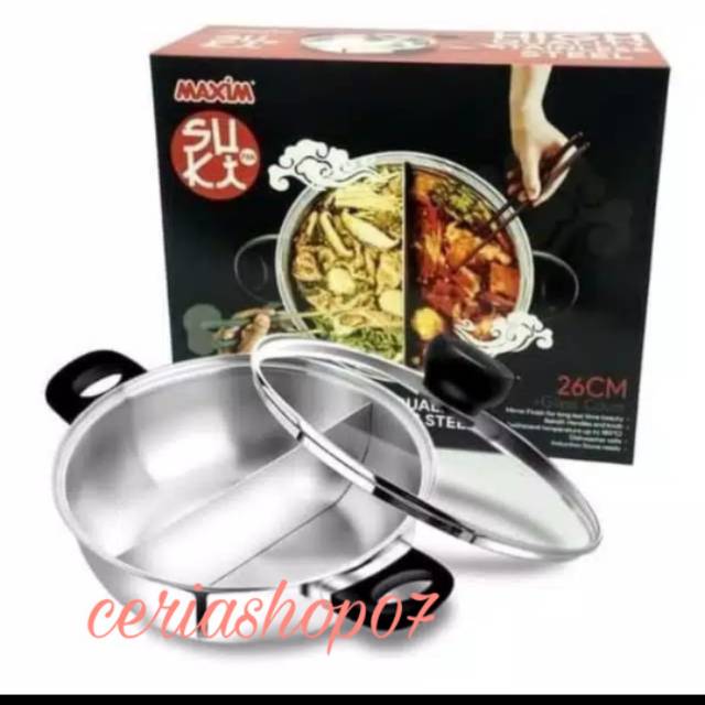 Panci shabu sekat 2 / panci suki sekat 2 / panci shabu maxim 26 cm