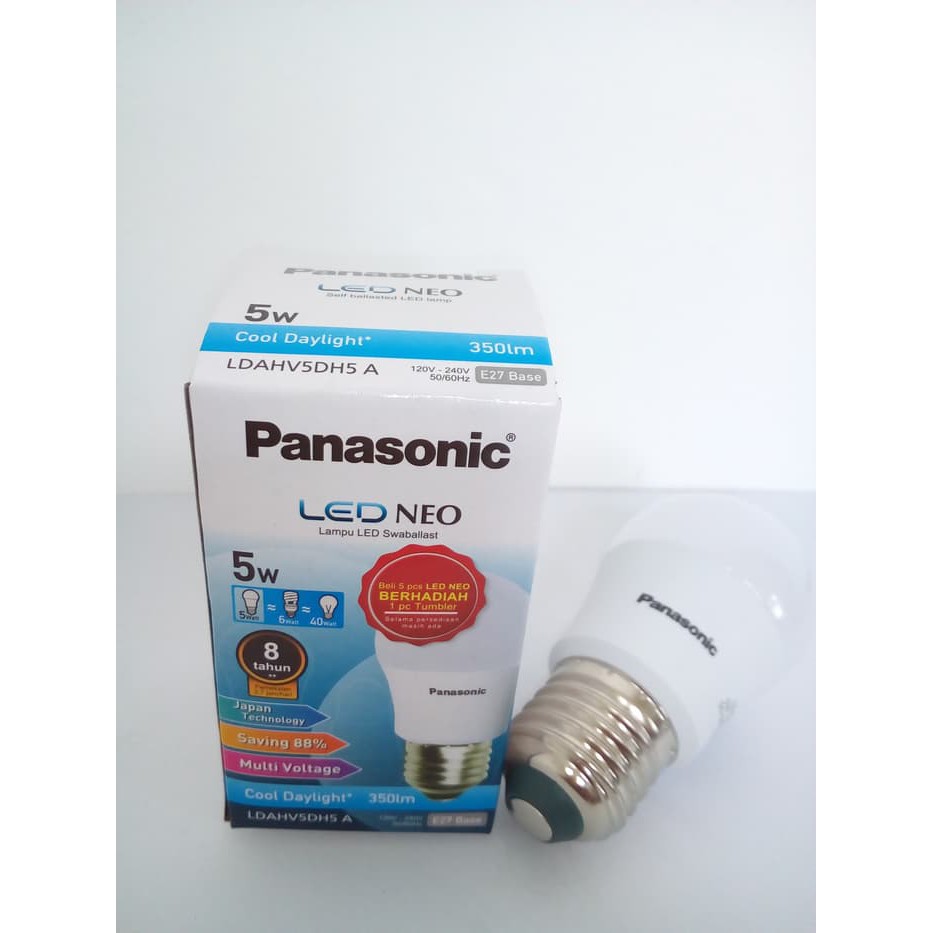 Lampu Panasonic LED Bohlam NEO 5 W Watt 5W 5Watt Putih Cool Daylight