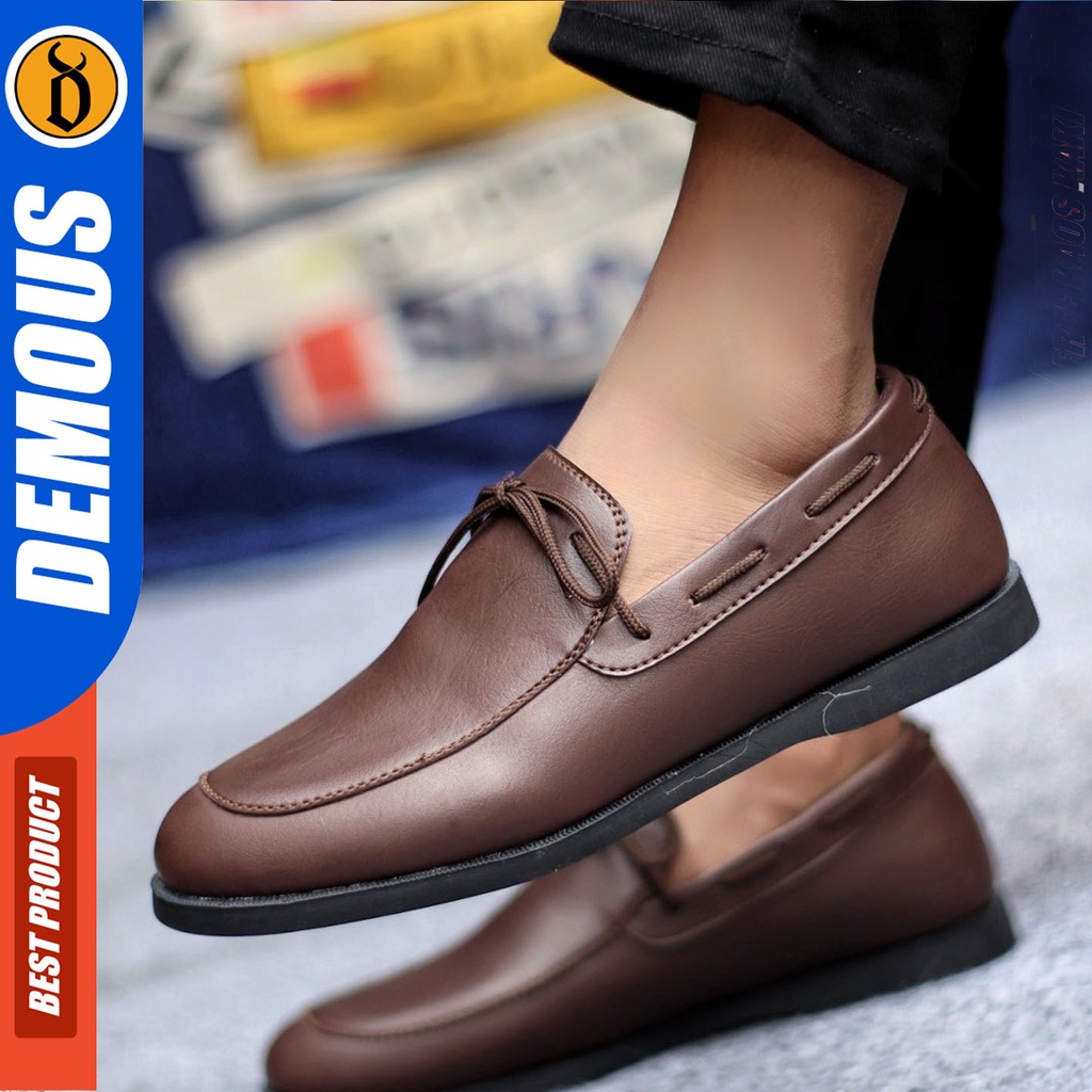 Sepatu Formal Pria Sepatu Casual Pria Kulit Pu Slop Sepatu Pantofel Kerja Kantor Kuliah Kondangan Sepatu Hitam Pria DEMOUS ELDAR