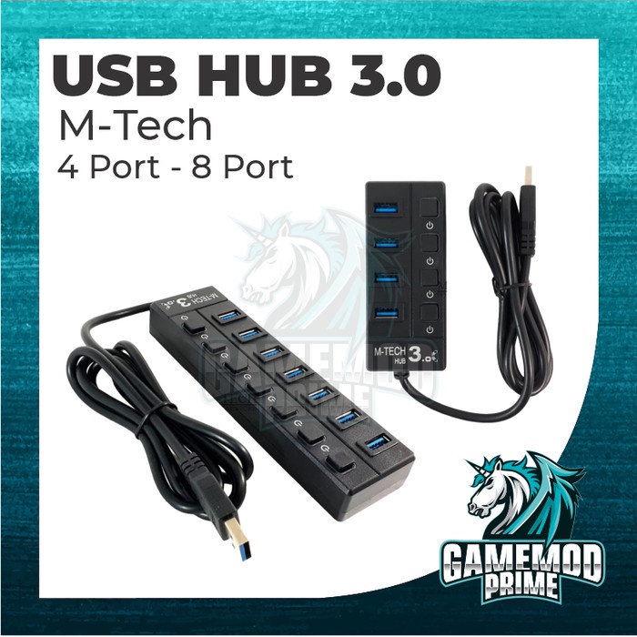 USB HUB 3.0 M-tech High Speed 4 / 7 Port HITAM / PUTIH