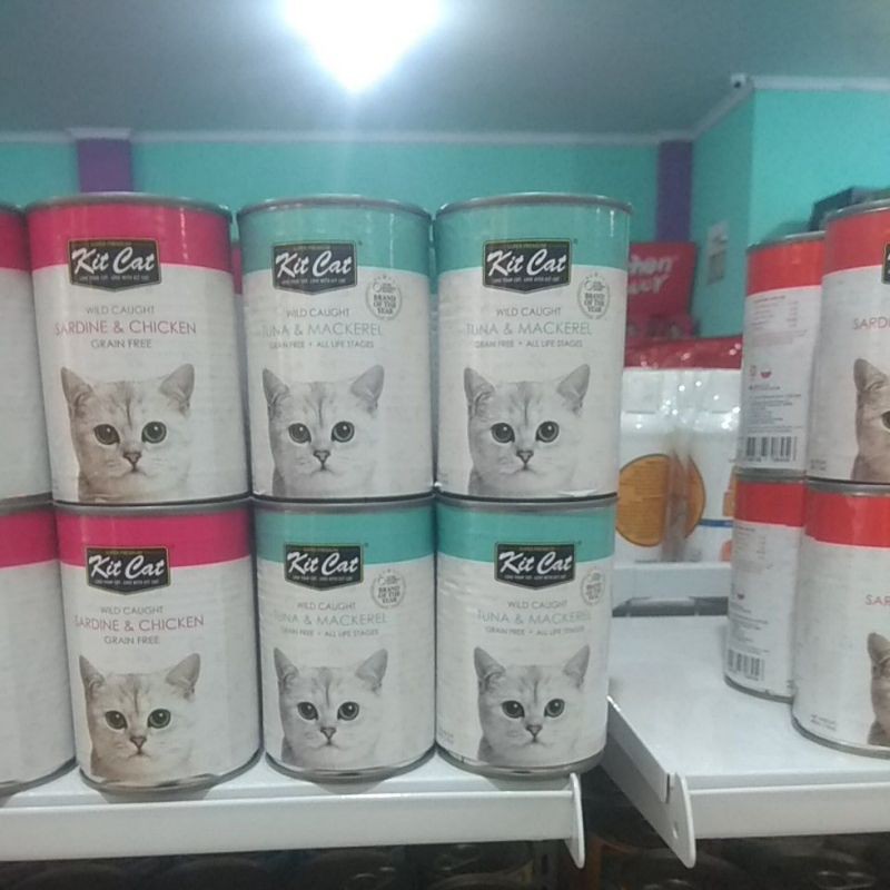 makanan Kucing Basah Kit Cat Kaleng Tuna &amp; Makarel 400 gram Grain free No Pork