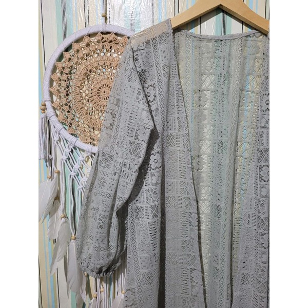 Kardigan brukat/promo long outer brukat/outer cardy wanita-Silver