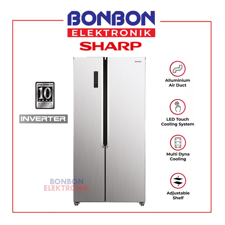 Sharp Kulkas SIde By Side 2 Pintu SJ-IS50M-SL / SJIS 50 MSL