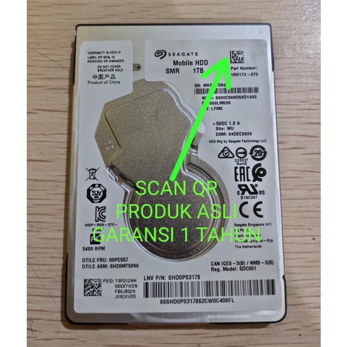 HDD NOTEBOOK SEAGATE 1TB SATA SLIM BARU ORIGINAL WHITE murah