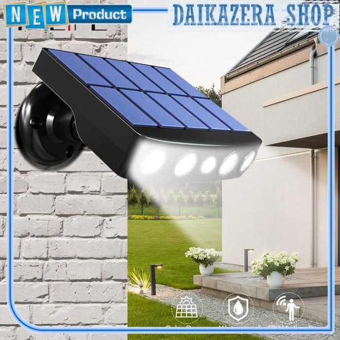 Lampu Taman Dinding Solar Cell Sensor Gerak Outdoor Weatherproof 4 LED - Hitam