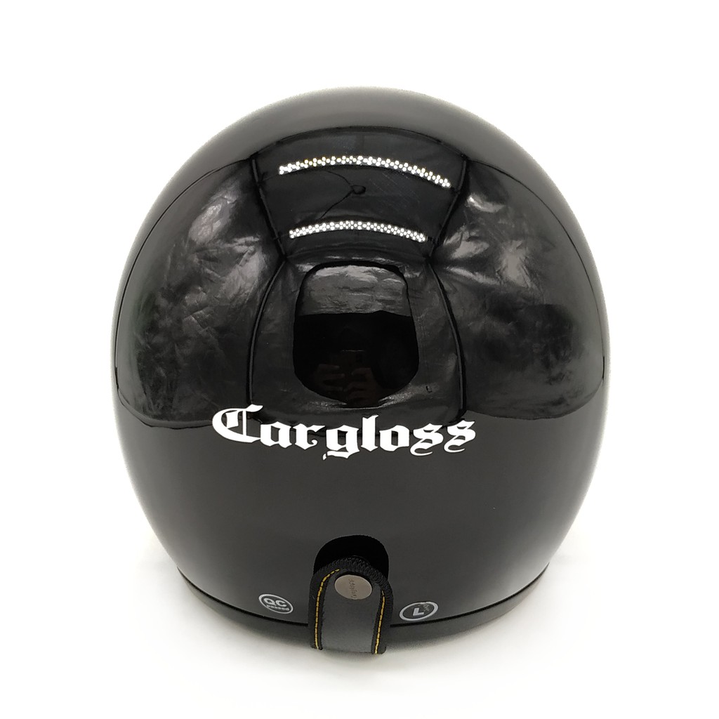 Helm Cargloss Retro Black Glossy + Kaca Snail Iridium Gold