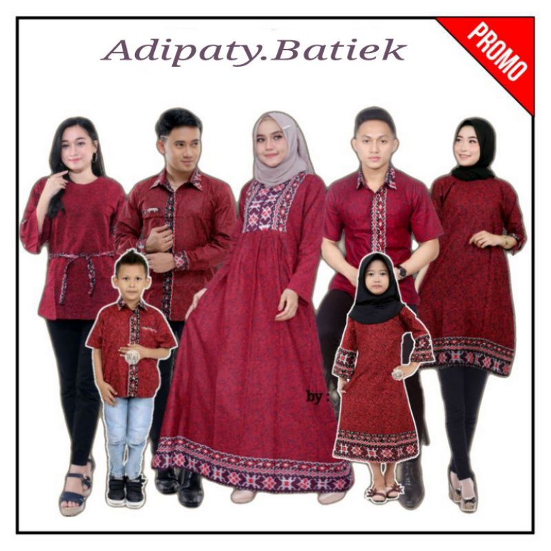 Batik Couple keluarga Maura Couple Sania Ruffle Ori Ndoro Jowi dnt Termurah motif mega mendung abang