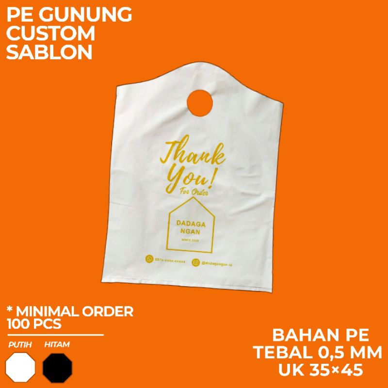 plastik PE gunung custom sablon UK 35×45