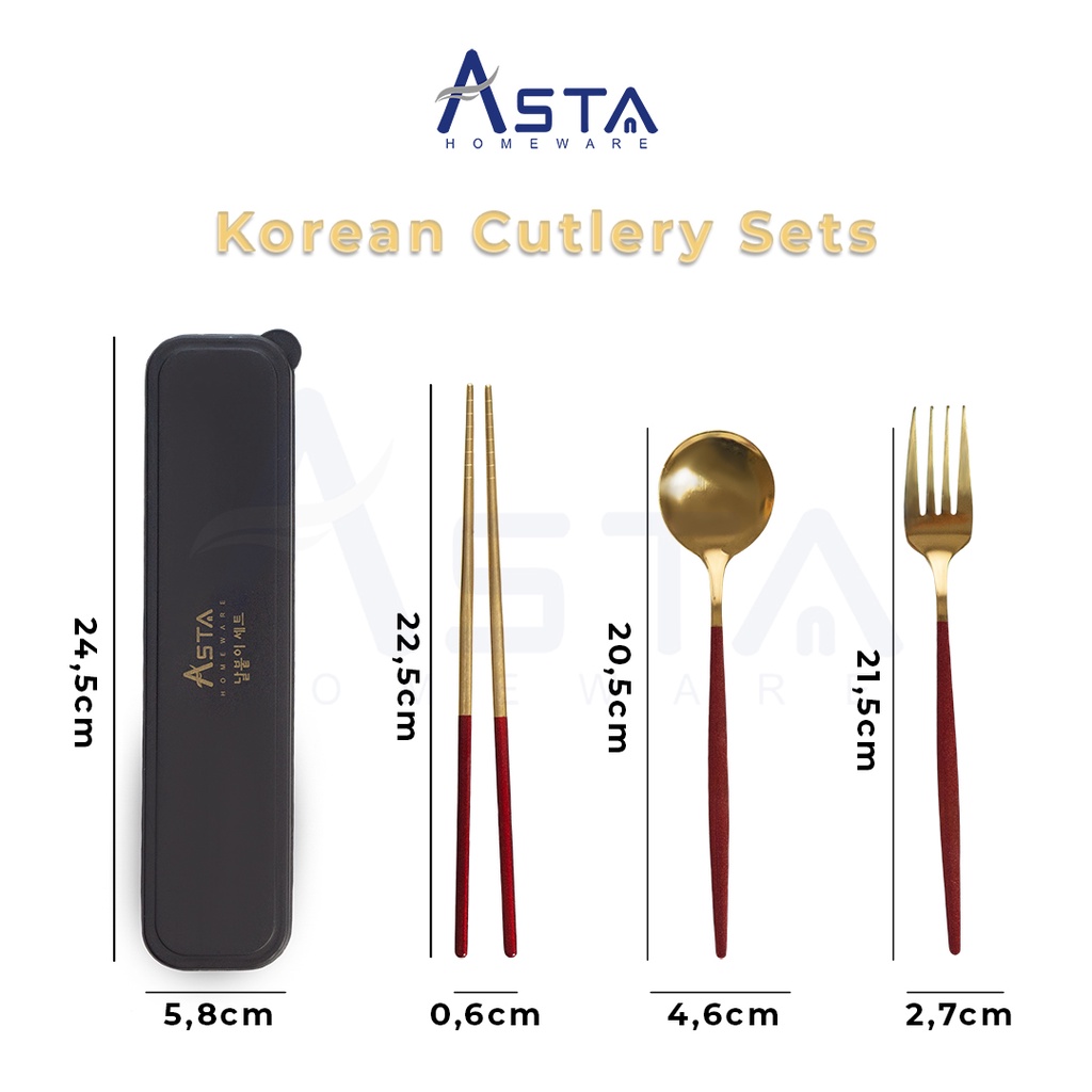 Set Alat Makan Korea Tebal Stainless Steel Tebal / Korean Cutlery Set / Set Alat Makan Korea Sendok Garpu Sumpit