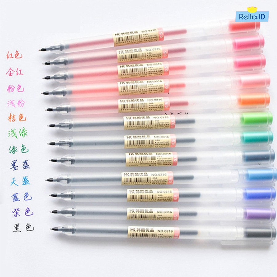 

Pen Tinta warna warni Gel Pen Set isi 12 Warna Warni 12 Colors Pulpen Tinta 0.5mm Warna Pen Maker