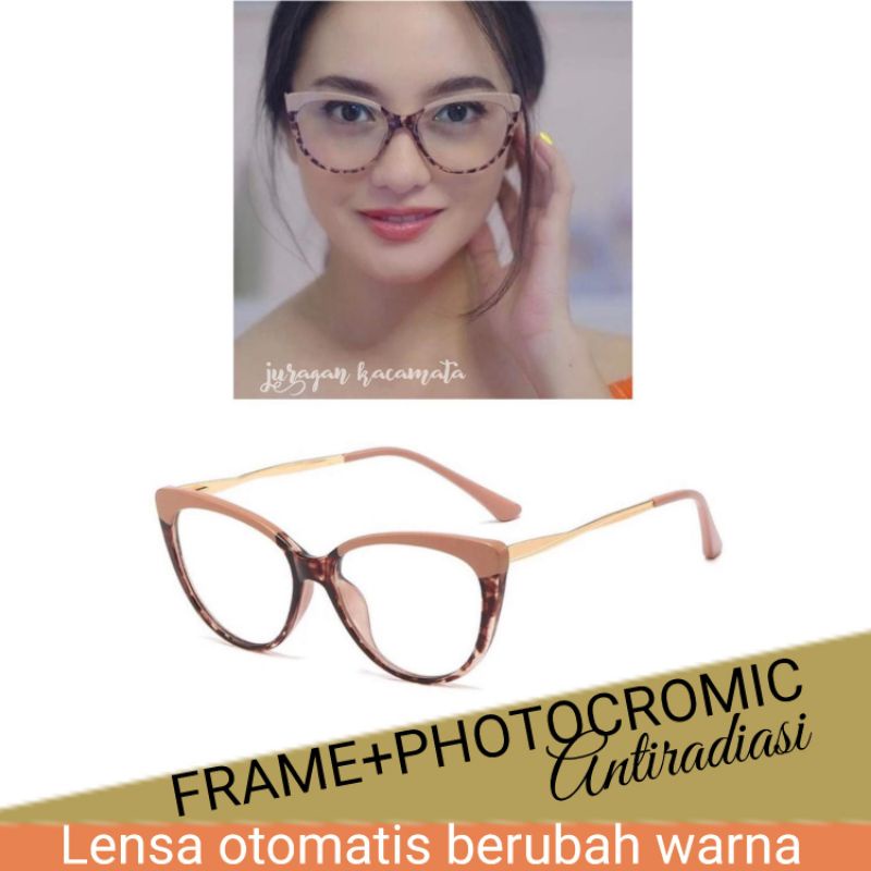 FRAME FUJI-AN-Kacamata Photocromic-Antiradiasi-Cat Eye-Kacamata 5018