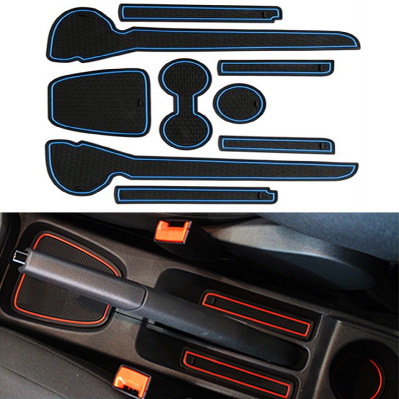 9pcs Matras Pad Karet 3D Anti Slip Untuk Interior Mobil Volkswagen Polo 6R GTI VW Polo 2011-2017