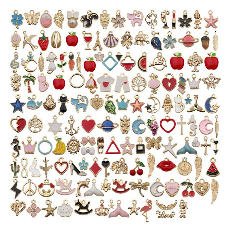 Hbid Liontin Enamel Bentuk Hewan / Bunga Campur Untuk Membuat Perhiasan Gelang DIY