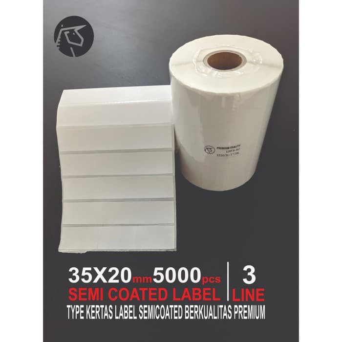 35X20mm 5000pcs SemiCoated 3 Line Core 1&quot; Dempet Label Sticker Barcode