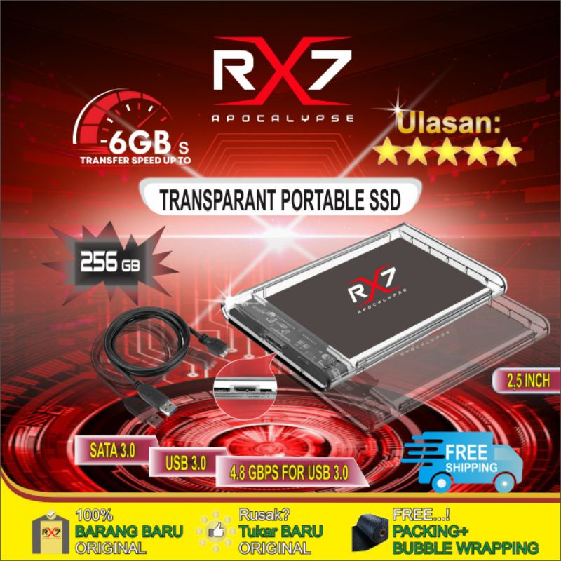 SSD EXTERNAL / PORTABEL / ENCLOSURE RX7 256GB USB 3.0 RESMI